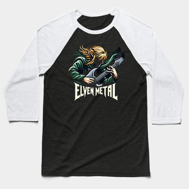 Elven Metal - Elf Guitar Hero - Fantasy Baseball T-Shirt by Fenay-Designs